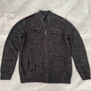 Men’s Apt. 9 Full Zipper Long Sleeve Cotton Sweater With Button Pockets Large